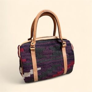 Custom Made Wool and Leather Hand-crafted Southwestern Style Purse